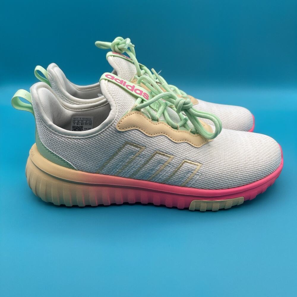 Adidas Kaptir Flow 2.0K Shoes White Lucid Pink Multi Color Youth Size 7 JR8090